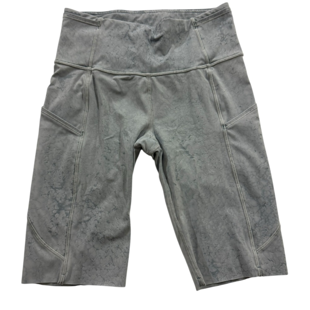 Lululemon Fast & Free High-Rise Bike Shorts Sz6 Ice Dye Marble Grey